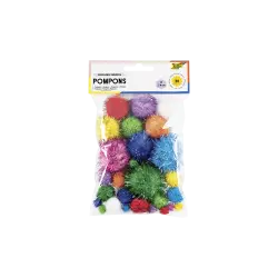 FOLIA ΠΟΜ ΠΟΜ BLISTER ΣΕΤ 30 ΤΕΜΑΧΙΑ 1-4cm SPARKLING RAINBOW