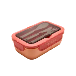 MUITOMAS ΦΑΓΗΤΟΔΟΧΕΙΟ ΜΕ ΜΑΧΑΙΡΟΠΙΡΟΥΝΑ ΠΛΑΣΤΙΚΟ 1100ml 21.5x14.5x8.5cm PEACH FUZZY