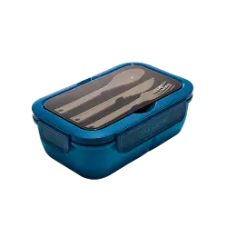 MUITOMAS ΦΑΓΗΤΟΔΟΧΕΙΟ ΜΕ ΜΑΧΑΙΡΟΠΙΡΟΥΝΑ ΠΛΑΣΤΙΚΟ 1100ml 21.5x14.5x8.5cm ΜΠΛΕ