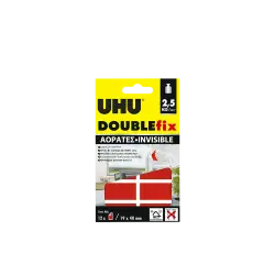 UHU DOUBLE FIX ΑΥΤOKΟΛΛΗΤΟ ΔΙΠΛΗΣ ΟΨΗΣ ΑΟΡΑΤΟ 19x40mm 12 ΤΕΜΑΧΙΑ MAX 2,5 kg 6 ΤΕΜΑΧ (Το προιόν πωλείται σε μεμονωμένα τεμάχια το