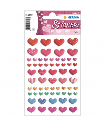 HERMA MAGIC ΑΥΤΟΚΟΛΛΗΤΑ Happy Color Hearts Puffy
