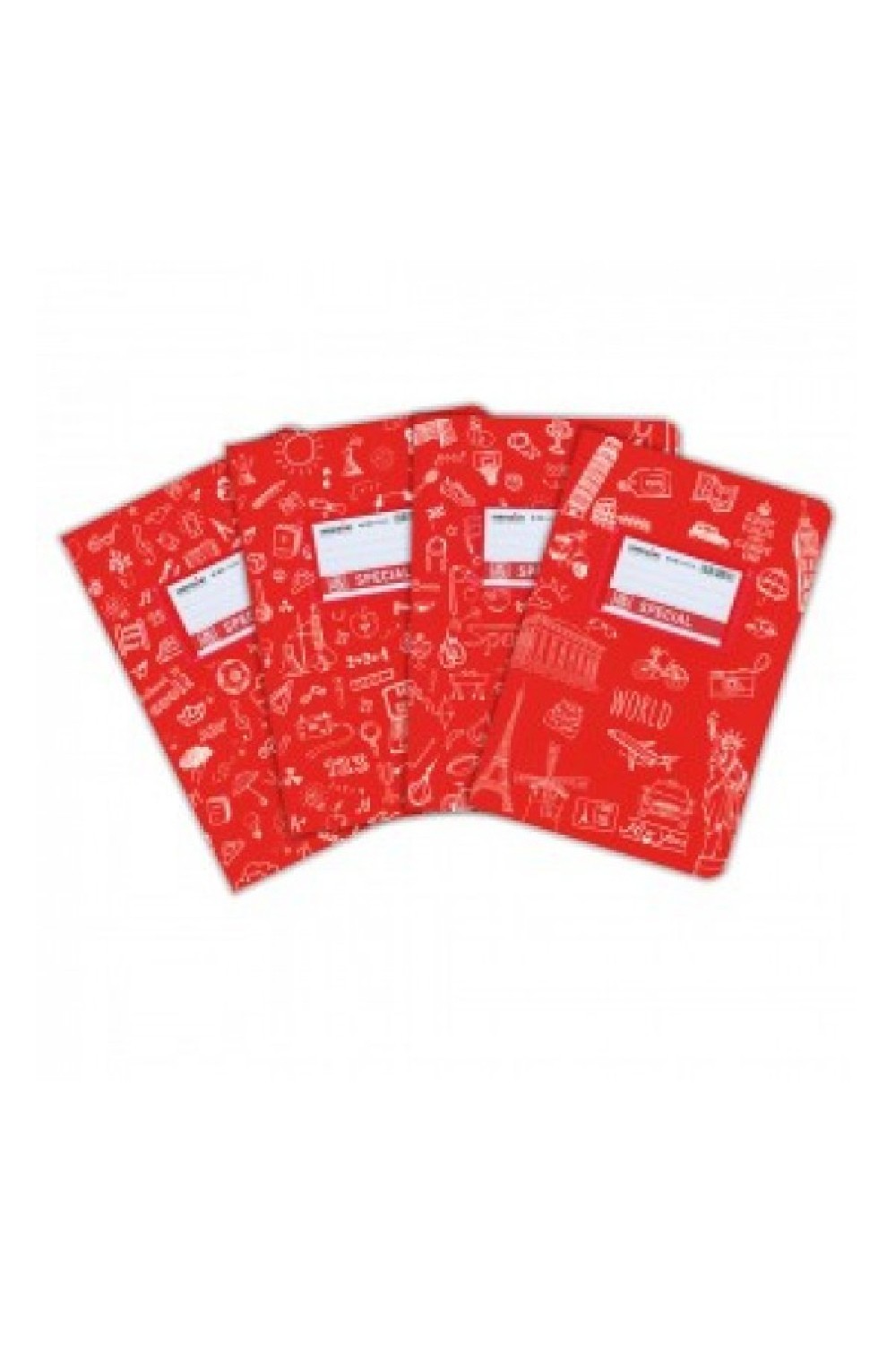 Τετράδιο με Σχέδια Doodles 50φ Ριγέ Κόκκινο