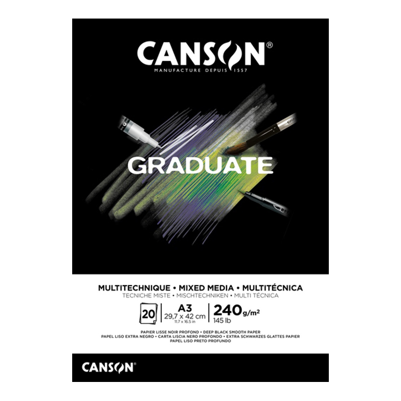 ΜΠΛΟΚ CANSON GRADUATE MIXED MEDIA BLACK Α3 240gr 20φ