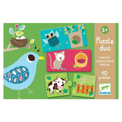 Djeco 12 Παζλ με 2 κομμάτια Τα ζωάκια στη φωλίτσα τους