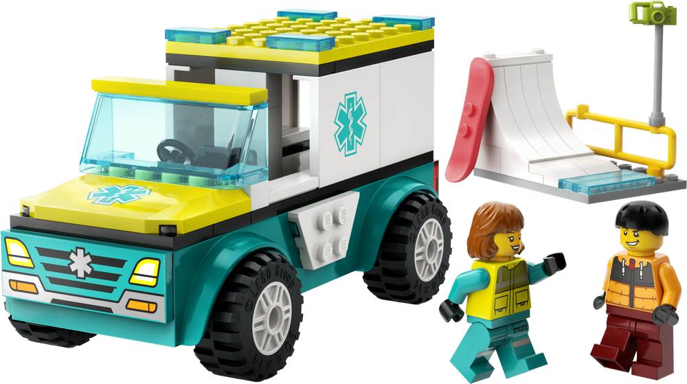 LEGO CITY EMERGENCY AMBULANCE AND SNOWBOARDER LEGO CITY EMERGENCY AMBULANCE AND SNOWBOARDER