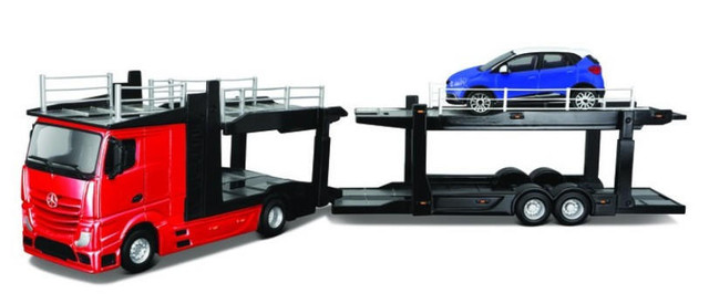 BURAGO 1/43 STREET FIRESCANIA770S PORSCHE HAULERS MULTICAR CARRIER