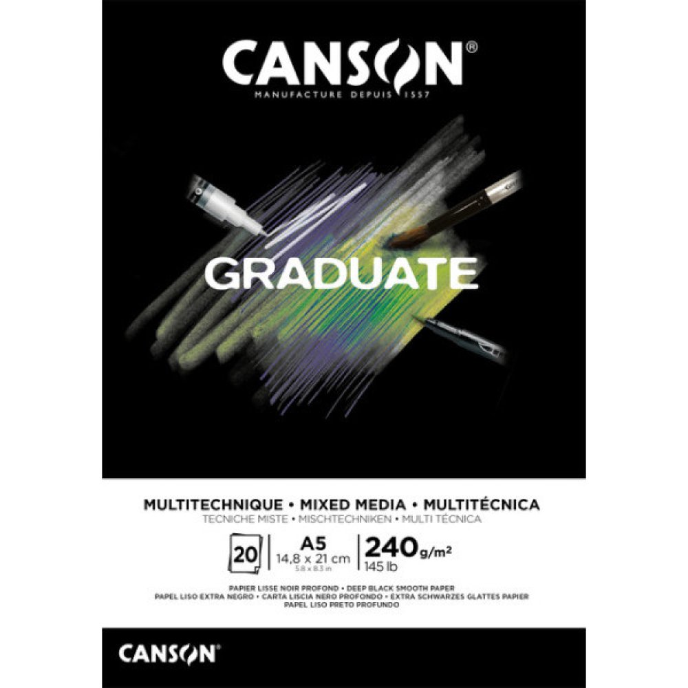 ΜΠΛΟΚ CANSON GRADUATE MIXED MEDIA BLACK A5 240gr 20φ
