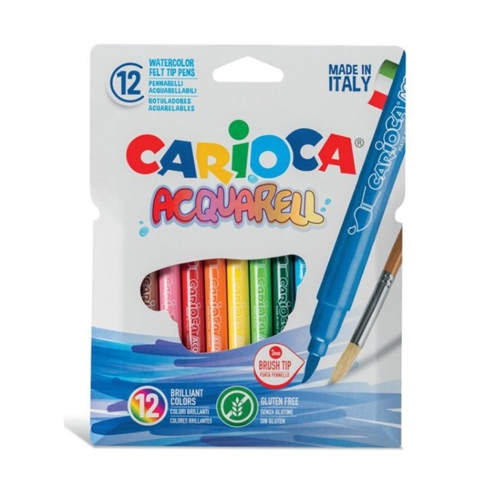 ΜΑΡΚΑΔΟΡΟΙ CARIOCA ACQUARELL ΑΚΟΥΑΡΕΛΑΣ 12 ΤEΜAΧΙΩΝ BRUSH TIP 3mm