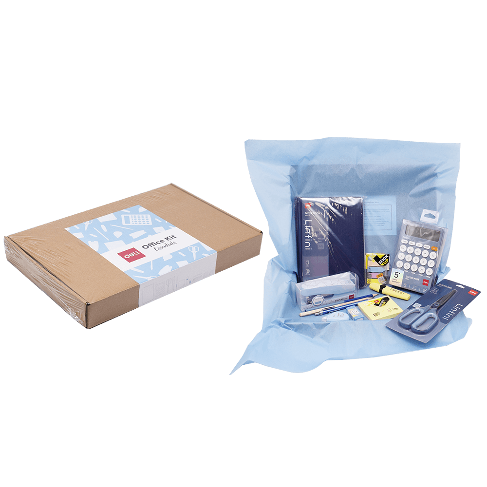 DELI ΚΟΥΤΙ ΓΕΜΑΤΟ 12 ΤΕΜΑΧΙΑ ΔΙΑΦΟΡΑ OFFICE KIT ΜΠΛΕ