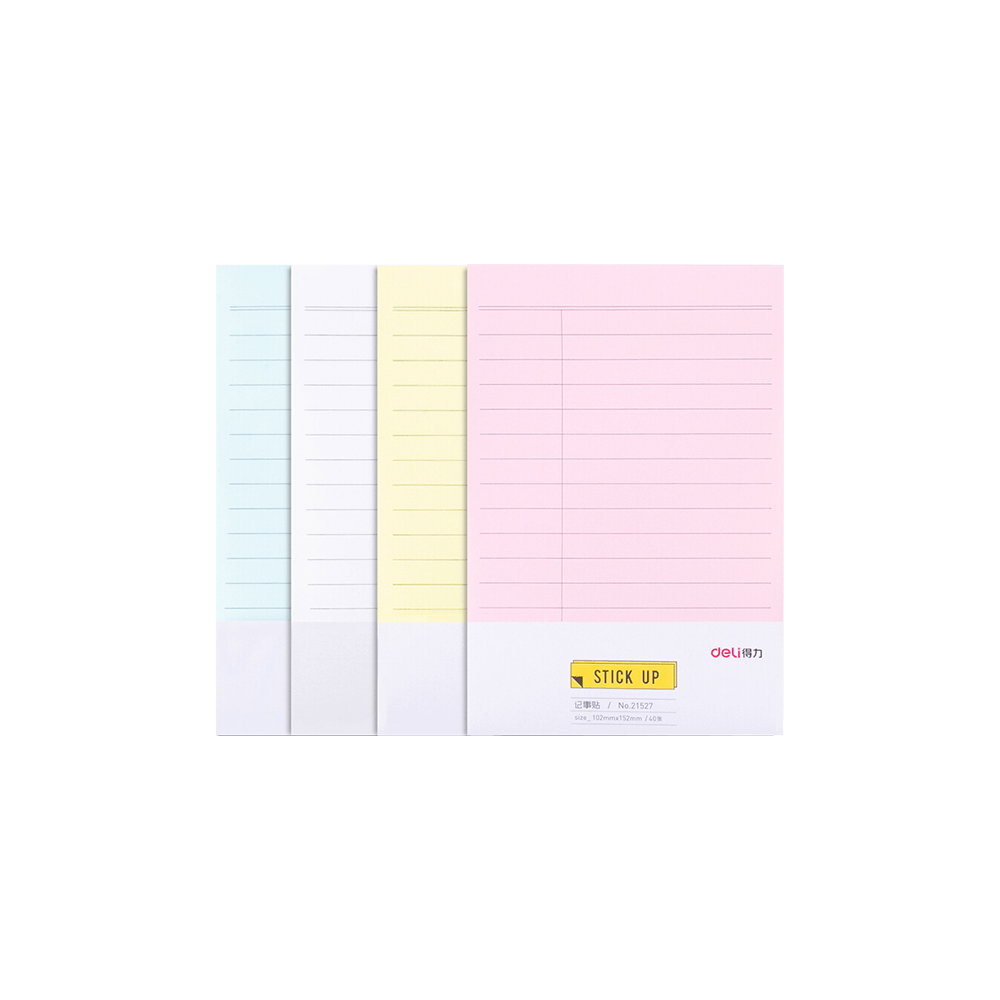 DELI ΧΑΡΤΙΑ ΣΗΜΕΙΩΣΕΩΝ ΑΥΤΟΚΟΛΛΗΤΟ ΡΙΓΕ 40 ΦΥΛΛΑ 152x102mm STICK UP ΑΣΣΟΡΤΙ 1 (Το προιόν πωλείται σε μεμονωμένα τεμάχια του ενός