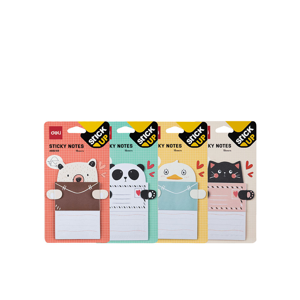 DELI ΧΑΡΤΙΑ ΣΗΜΕΙΩΣΕΩΝ ΑΥΤΟΚΟΛΛΗΤΑ BLISTER 15Φ 76x101mm CARTOON ΑΣΣΟΡΤΙ