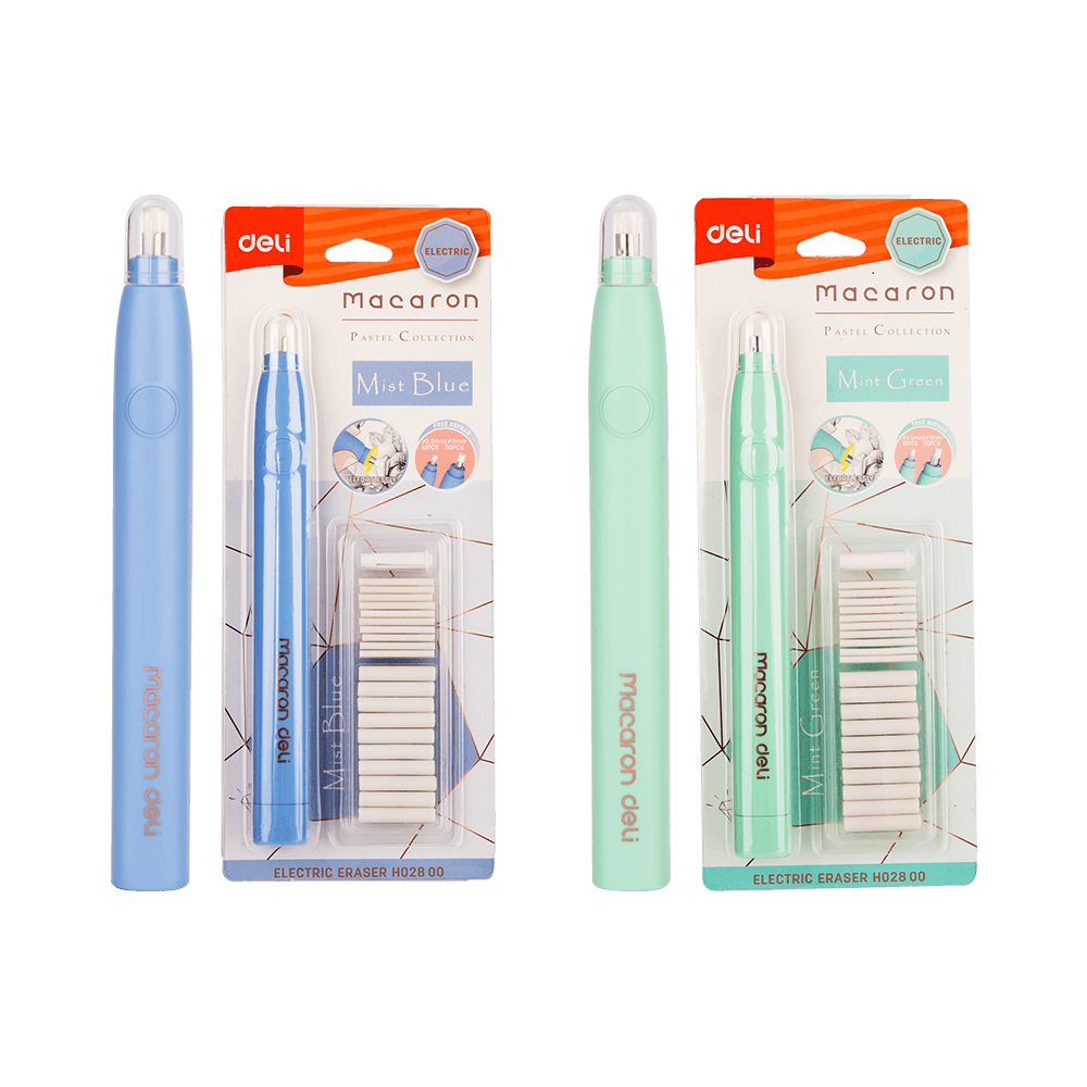 DELI ΓΟΜΑ ΗΛΕΚΤΡΙΚΗ & 20 ΑΝΤΑΛΛΑΚΤΙΚΑ 5mm / 2.5mm 225x90mm MACARON ΑΣΣΟΡΤΙ