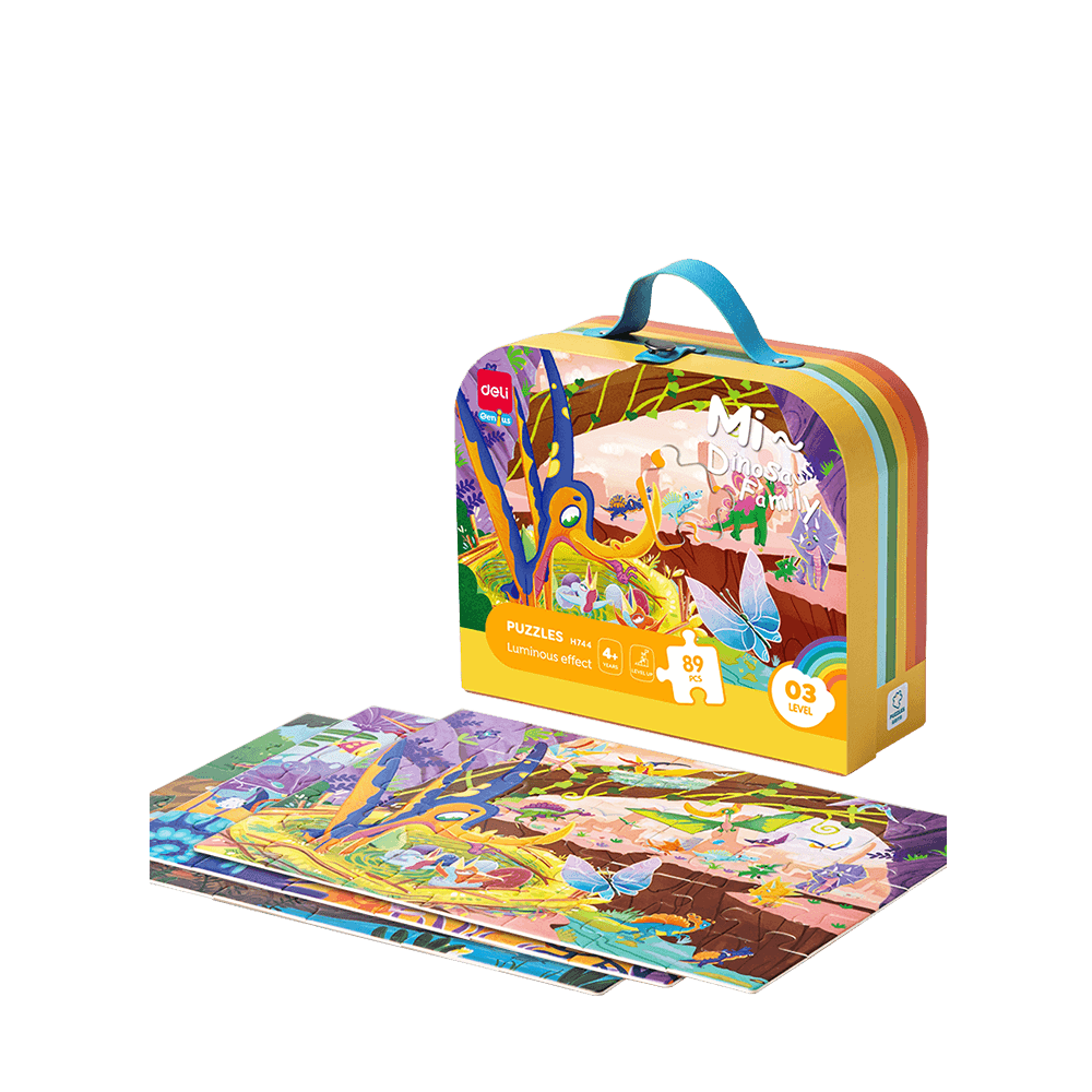 DELI ΠΑΖΛ ΒΑΛΙΤΣΑΚΙ 89 ΤΕΜΑΧΙΑ 3 ΣΕ 1 24/30/35 MI DINOSAUR FAMILY 4+ DELI GENIUS