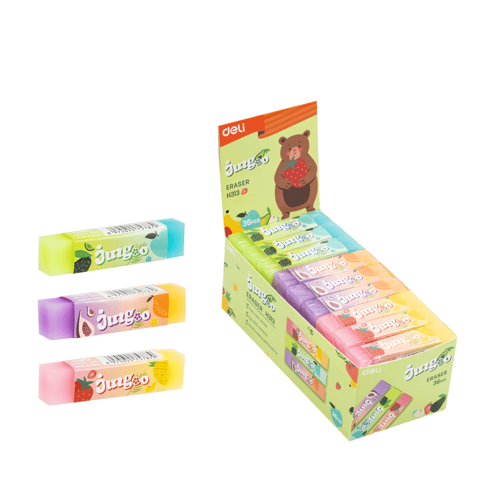 DELI ΒΙΤΡΙΝΑ ΓΕΜΑΤΗ ΓΟΜΑ 63x14x10mm JINGOO ΑΣΣΟΡΤΙ 36 ΤΕΜΑΧΙΑ (Το προιόν πωλείται σε μεμονωμένα τεμάχια του ενός)