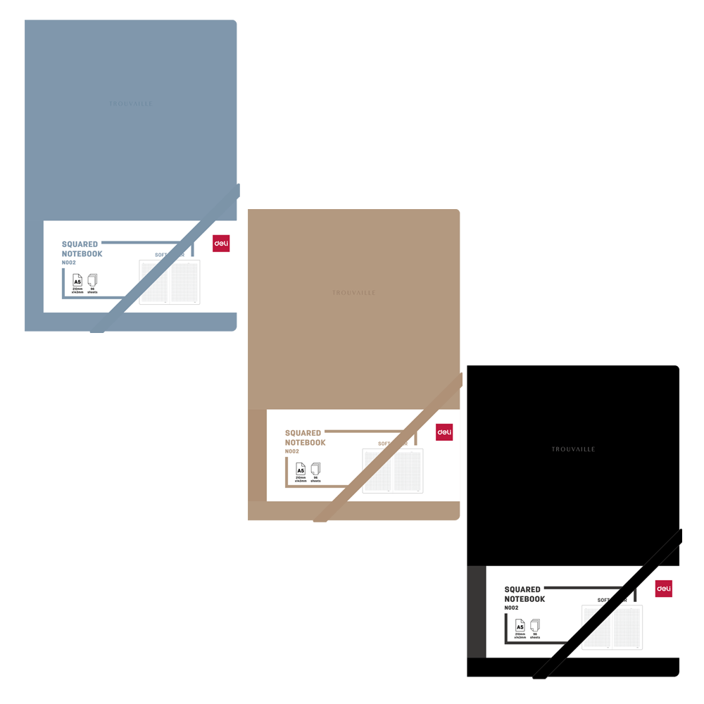DELI ΣΗΜΕΙΩΜΑΤΑΡΙΟ ΚΑΡΩ ΔΕΡΜΑΤΙΝΗ ΛΑΣΤΙΧΟ 96 ΦΥΛΛΑ Α5 70gsm ΑΣΣΟΡΤΙ