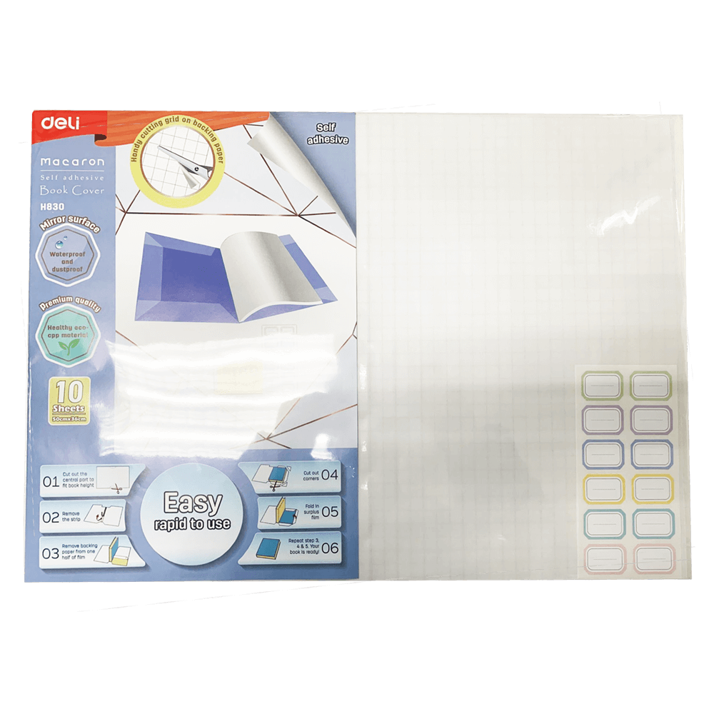 DELI ΚΑΛΥΜΜΑ ΒΙΒΛΙΟΥ ΑΥΤΟΚΟΛΛΗΤΟ ΠΛΑΣΤΙΚΟ 50x36cm MACARON 10 ΤΕΜΑΧΙΑ