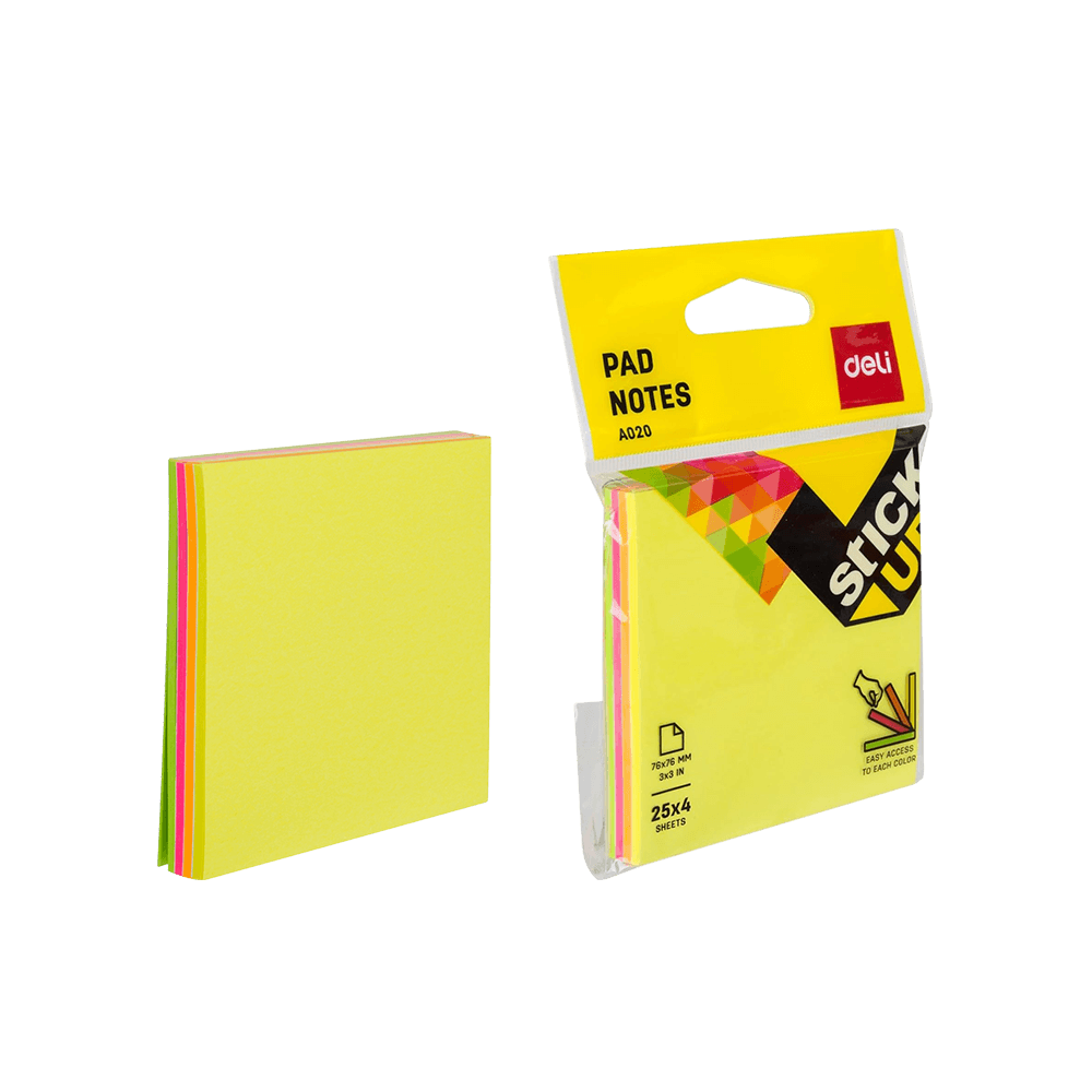 DELI ΧΑΡΤΙΑ ΣΗΜΕΙΩΣΕΩΝ ΑΥΤΟΚΟΛΛΗΤΑ BLISTER 4x25 ΦΥΛΛΑ 76x76mm STICK UP ΑΣΣΟΡΤΙ 12 (Το προιόν πωλείται σε μεμονωμένα τεμάχια του