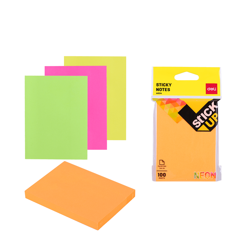 DELI ΧΑΡΤΙΑ ΣΗΜΕΙΩΣΕΩΝ ΑΥΤΟΚΟΛΛΗΤΑ BLISTER 100 ΦΥΛΛΑ 76x101mm STICK UP ΝΕΟΝ ΑΣΣΟ (Το προιόν πωλείται σε μεμονωμένα τεμάχια του ε