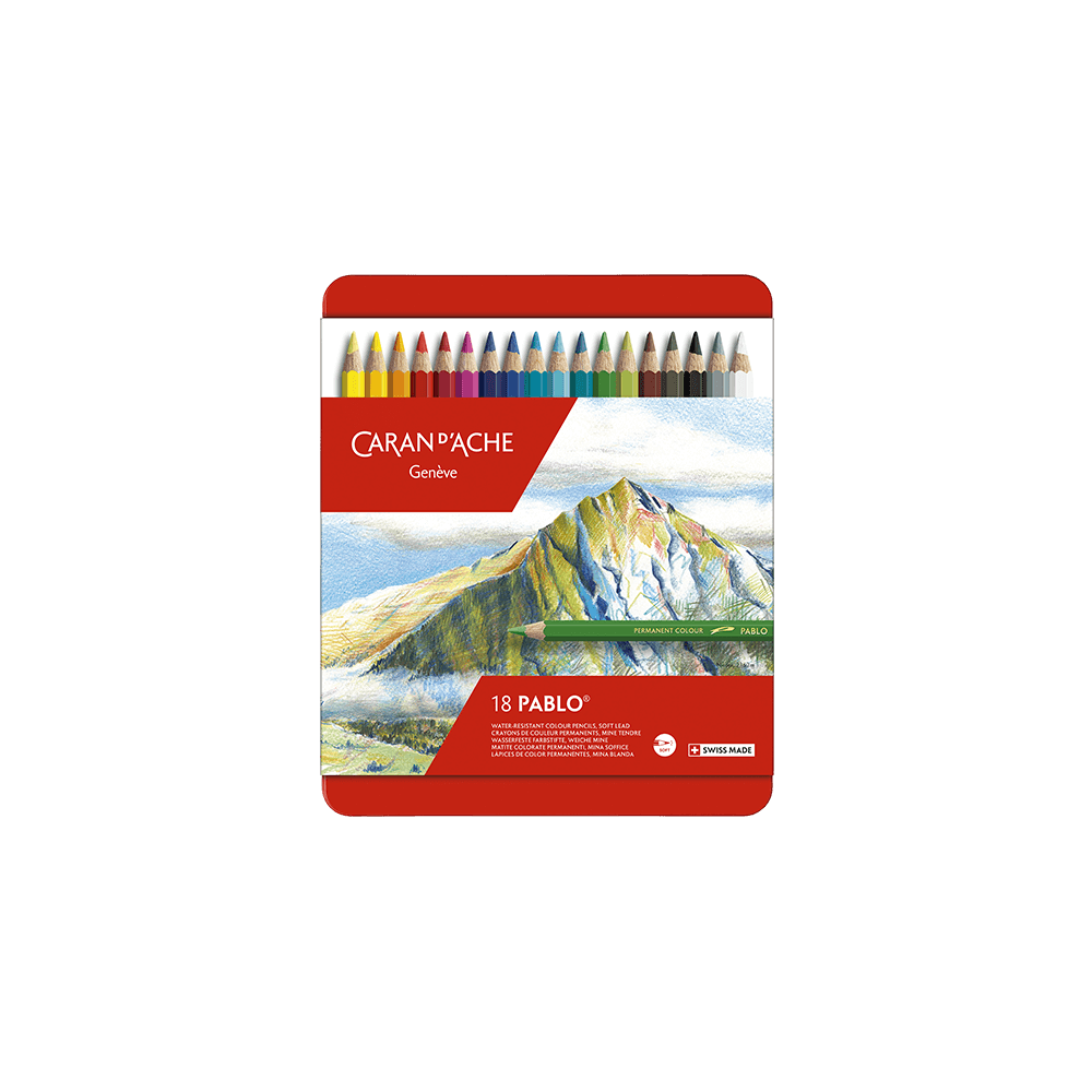CARAN D'ACHE ΚΡΑΙΓΙΟΝ (ΞΥΛΟΜΠΟΓΙΕΣ) ΚΟΥΤΙ ΜΕΤAΛΛΙΚΟ 18 ΧΡΩΜΑΤΑ Φ3.8mm PABLO