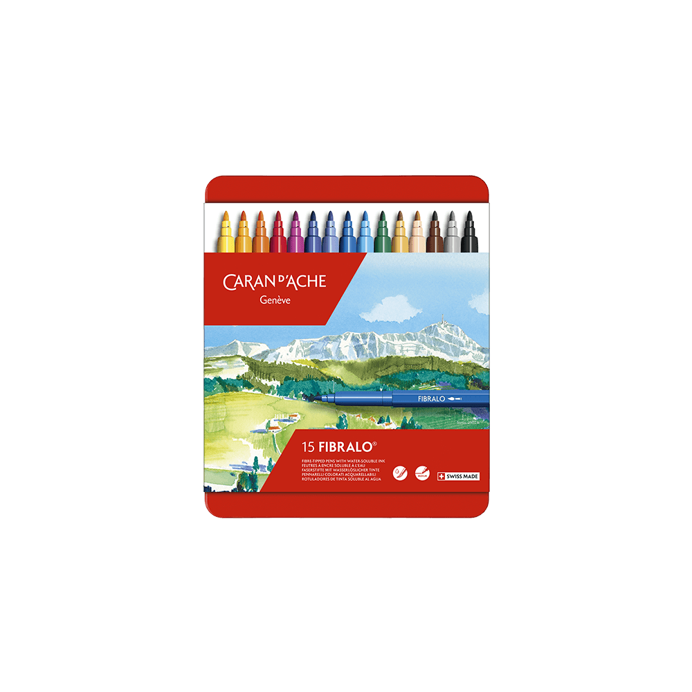 CARAN D'ACHE ΜΑΡΚΑΔΟΡΟΣ WASHABLE ΚΟΥΤΙ ΜΕΤΑΛΛΙΚΟ 15 ΧΡΩΜΑΤΑ Φ1.4mm FIBRALO