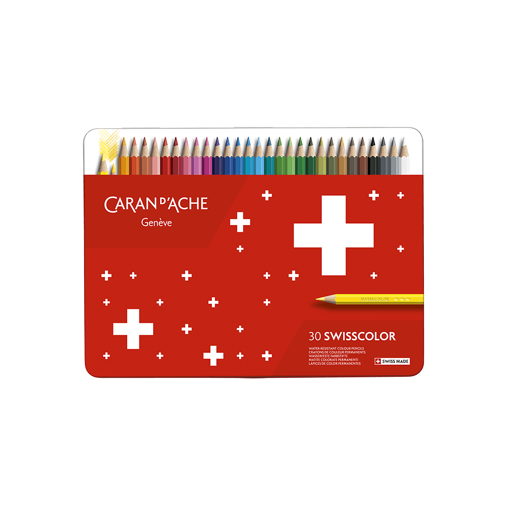 CARAN D'ACHE ΚΡΑΙΓΙΟΝ (ΞΥΛΟΜΠΟΓΙΕΣ) ΚΟΥΤΙ ΜΕΤΑΛΛΙΚΟ 30 ΧΡΩΜΑΤΑ Φ2.8mm SWISSCOLO