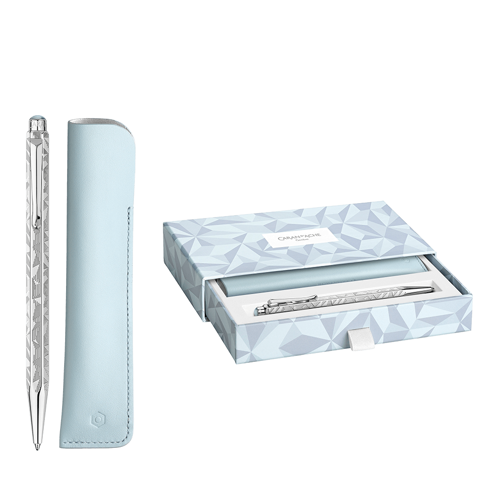 CARAN D'ACHE ΣΤΥΛΟ BALLPOINT ΜΑΥΡΟ ΜΕΛΑΝΙ ΜΕΤΑΛΛΙΚΟ & ΔΕΡΜΑΤΙΝΗ ΘΗΚΗ MEDIUM EC