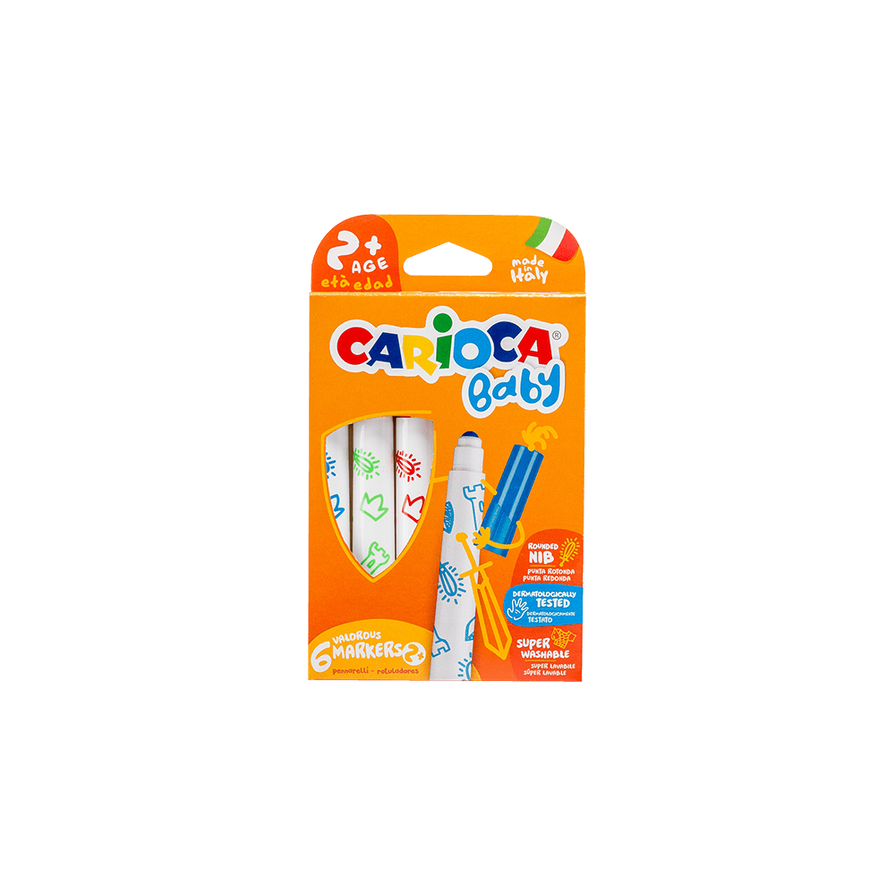 CARIOCA ΜΑΡΚΑΔΟΡΟΙ JUMBO SUPERWASHABLE BLISTER 2+ 6 ΧΡΩΜΑΤΑ BABY