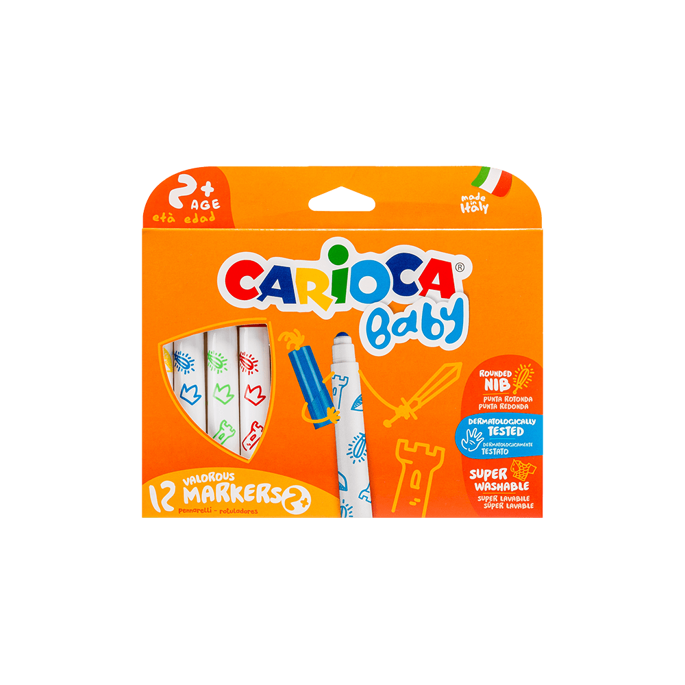 CARIOCA ΜΑΡΚΑΔΟΡΟΙ JUMBO SUPERWASHABLE BLISTER 2+ 12 ΧΡΩΜΑΤΑ BABY