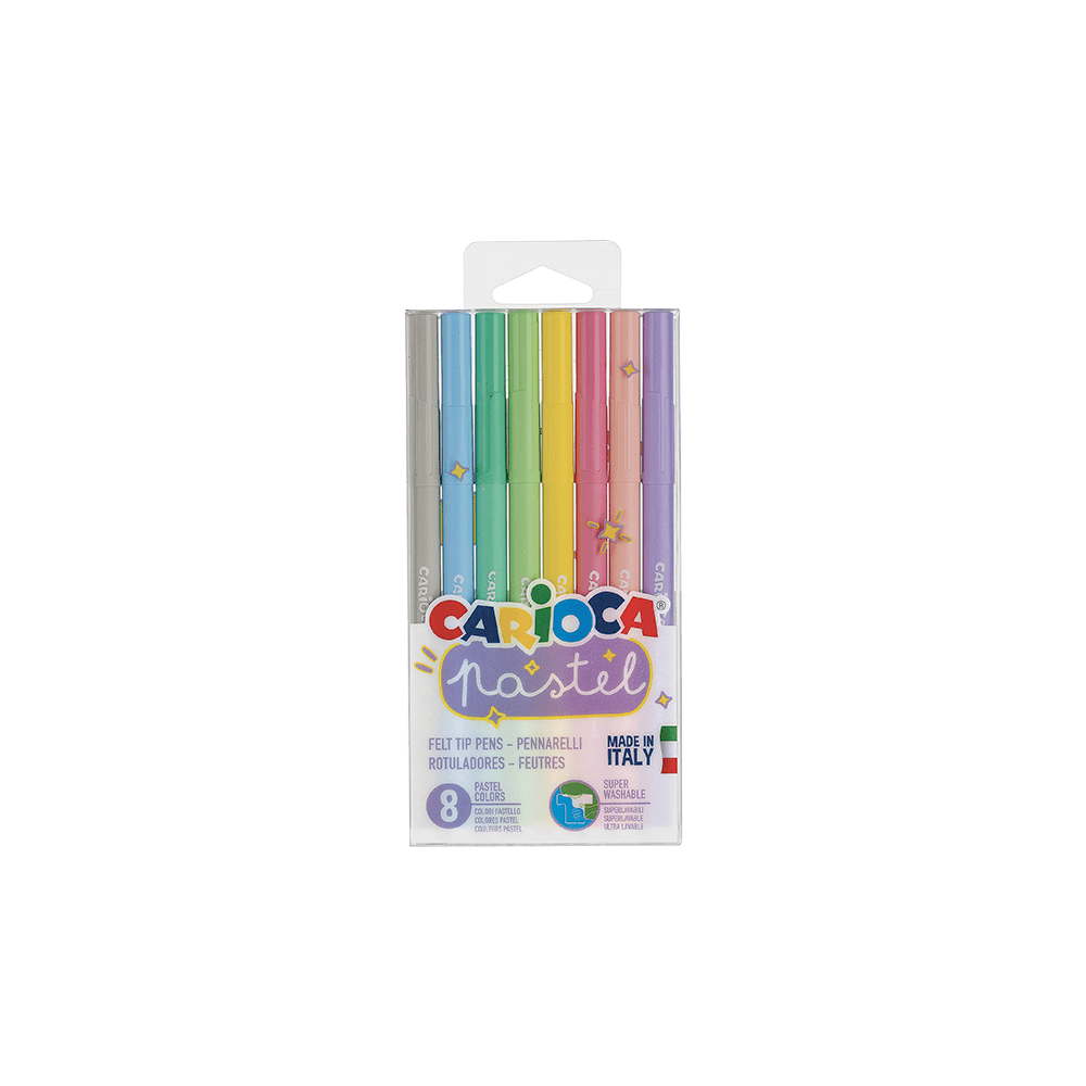 CARIOCA ΜΑΡΚΑΔΟΡΟΙ SUPERWASHABLE Φ1.0-4.7mm PASTEL ΑΣΣΟΡΤΙ 8 ΧΡΩΜΑΤΑ