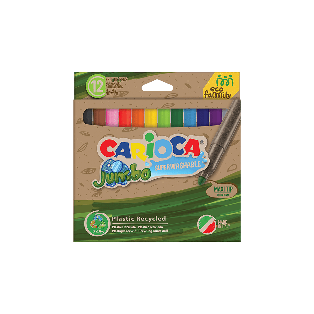 CARIOCA ΜΑΡΚΑΔΟΡΟΙ SUPERWASHABLE 12 ΧΡΩΜΑΤΑ JUMBO ECO FAMILY 12 ΤΕΜΑΧΙΑ