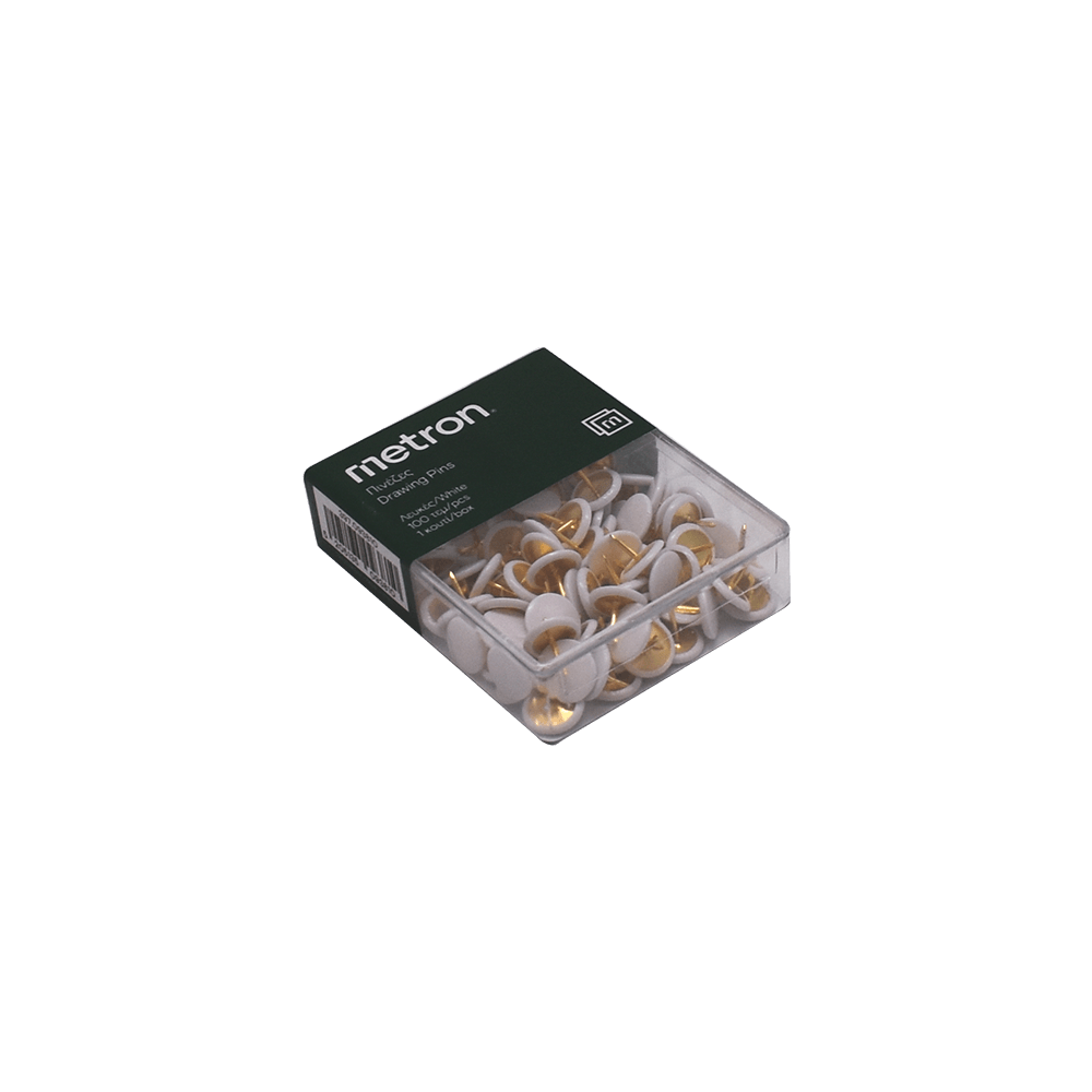 METRON ΠΙΝΕΖΕΣ  ΚΟΥΤΙ ΠΛΑΣΤΙΚΟ ΛΕΥΚΟ 10 ΚΟΥΤΙΑ (Το προιόν πωλείται σε μεμονωμένα τεμάχια του ενός)