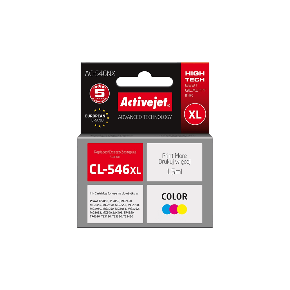 ACTIVE JET INK ΣΥΜΒΑΤΟ ΜΕ CANON AC-546NX #CL-546XL TRICOLOR 15ml (Α) #8288B001