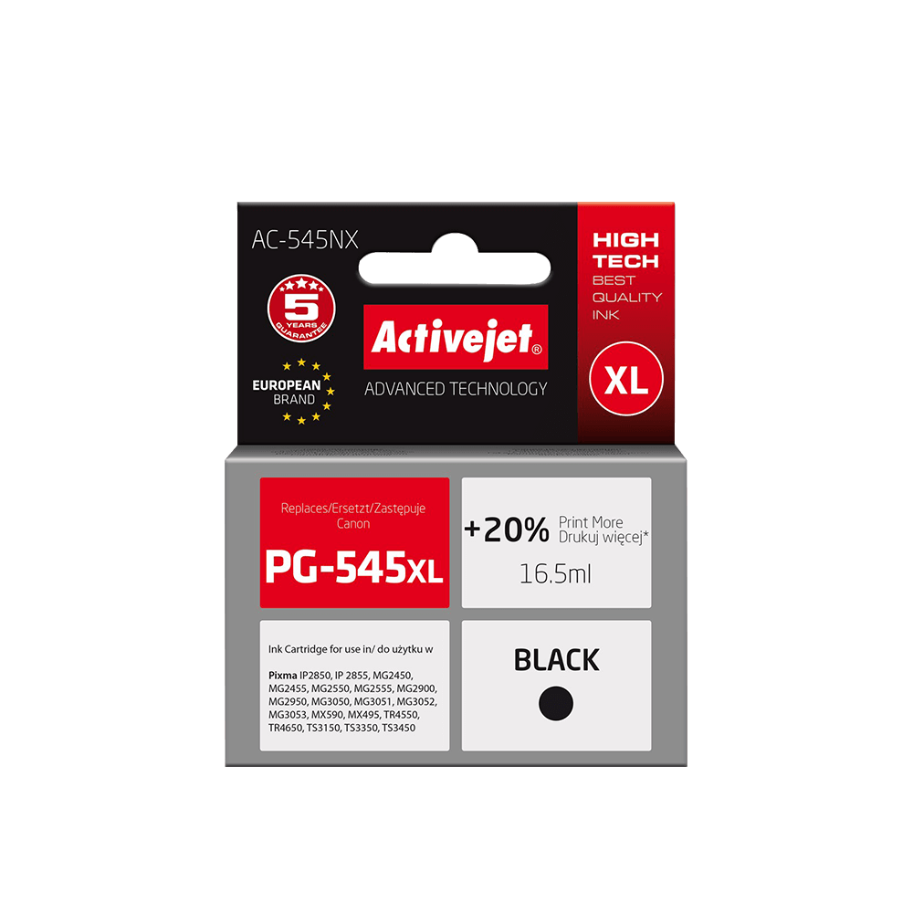 ACTIVE JET INK ΣΥΜΒΑΤΟ ΜΕ CANON AC-545NX #PG-545XL 16.5ml (Α) BLACK