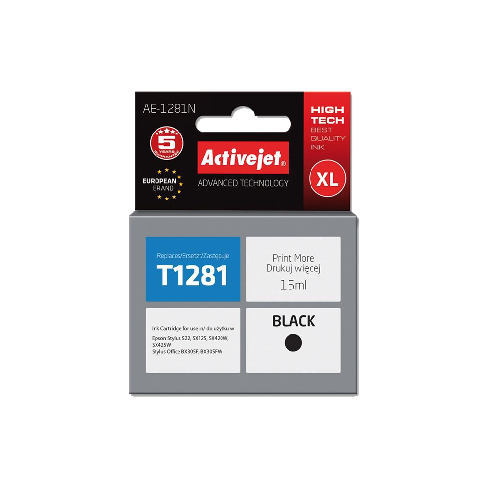 ACTIVE JET INK ΣΥΜΒΑΤΟ ΜΕ EPSON AE-1281N #T1281 BLACK 15ml (Ν) #C13T12814011