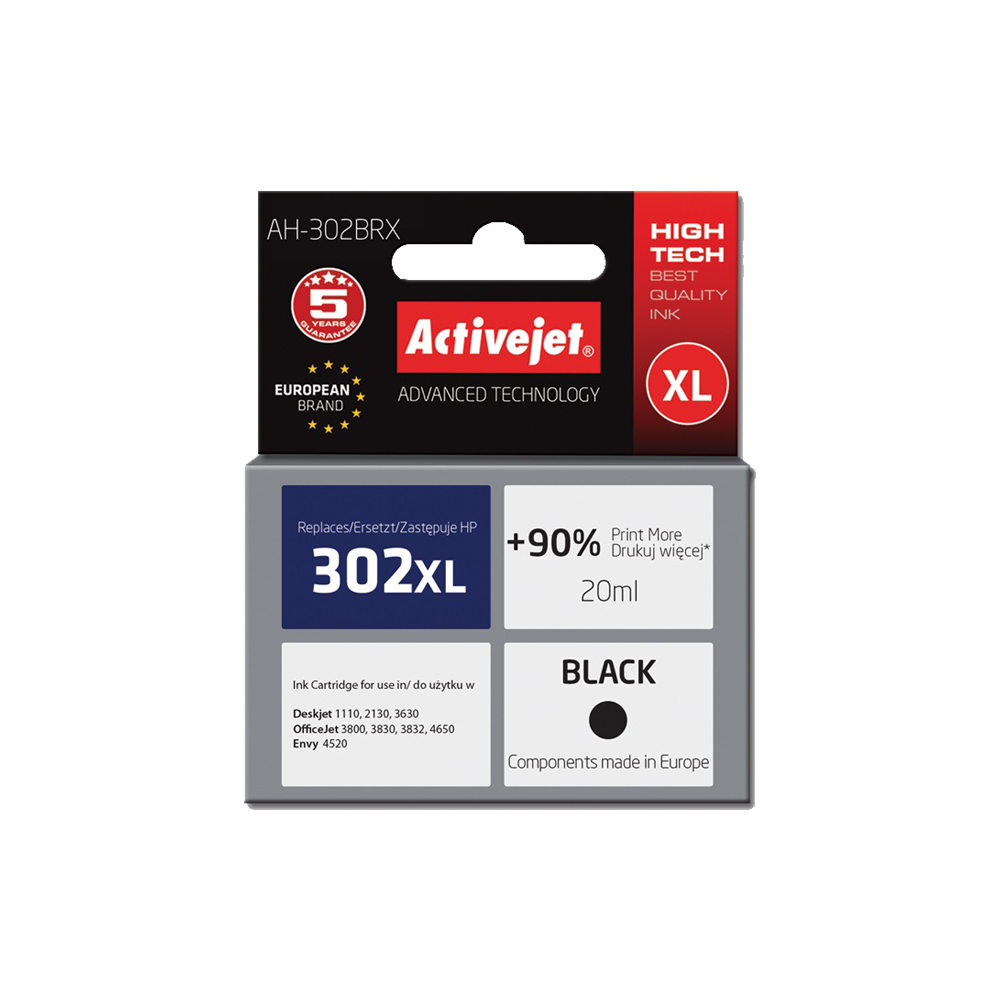 ACTIVE JET INK ΣΥΜΒΑΤΟ ΜΕ HP AH-302BRX #302XL BLACK 20ml (Α) #F6U68A