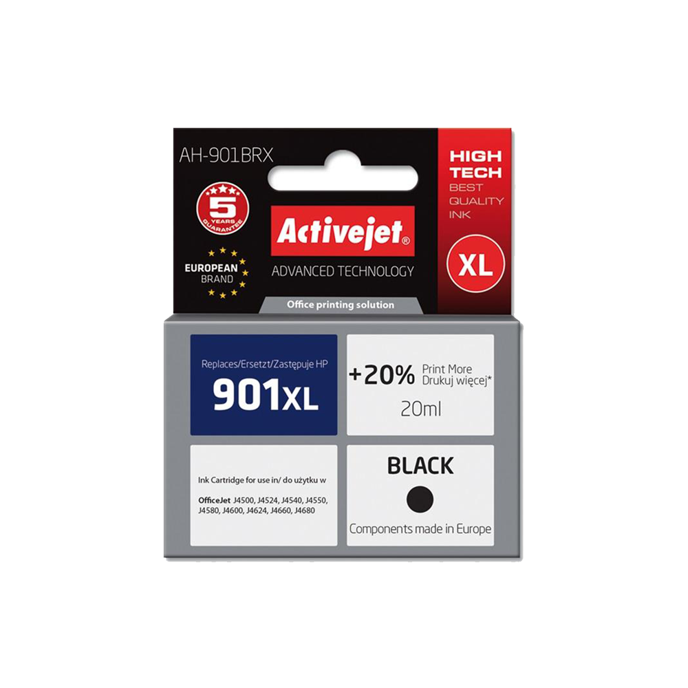 ACTIVE JET INK ΣΥΜΒΑΤΟ ΜΕ HP AH-901BRX #901XL BLACK 20ml (Α) #CC654A