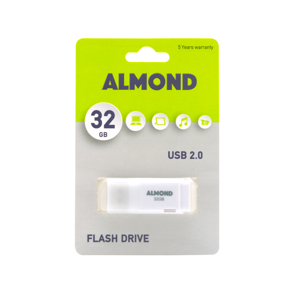 ALMOND FLASH DRIVE USB 2.0 32GB PRIME ΛΕΥΚΟ