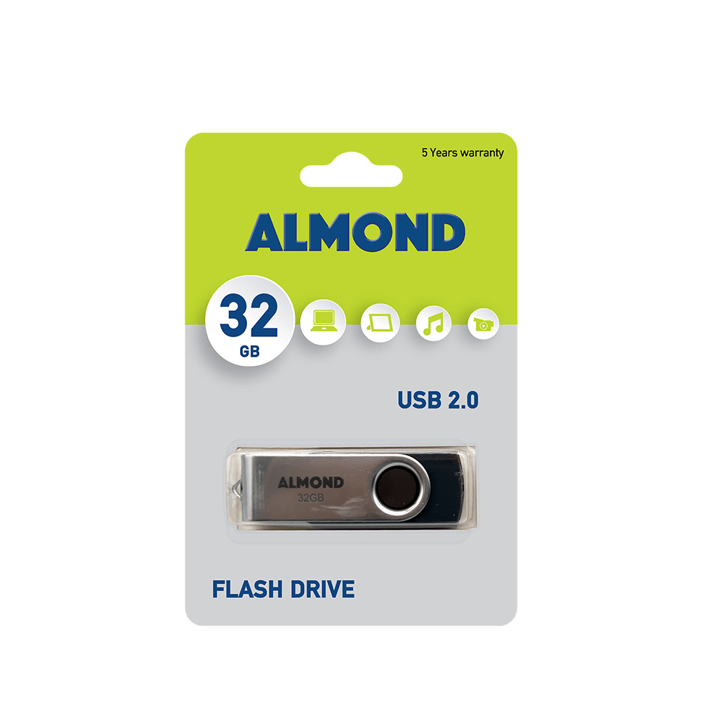 ALMOND FLASH DRIVE USB 2.0 32GB TWISTER ΜΑΥΡΟ