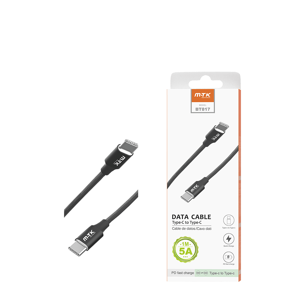 MTK ΚΑΛΩΔΙΟ TYPE C ΤΟ TYPE C 1m 5W 5Α/12V/2A ΜΑΥΡΟ