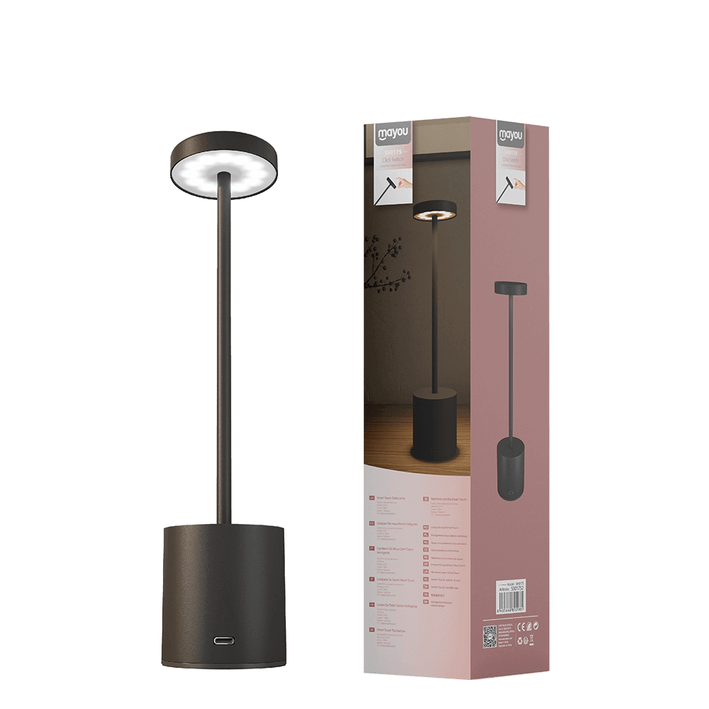 MAYOU ΦΩΤΙΣΤΙΚΟ ΓΡΑΦΕΙΟΥ ΑΦΗΣ LED 3000/4500/6000K/100LM/24 1500mAh ΜΑΥΡΟ