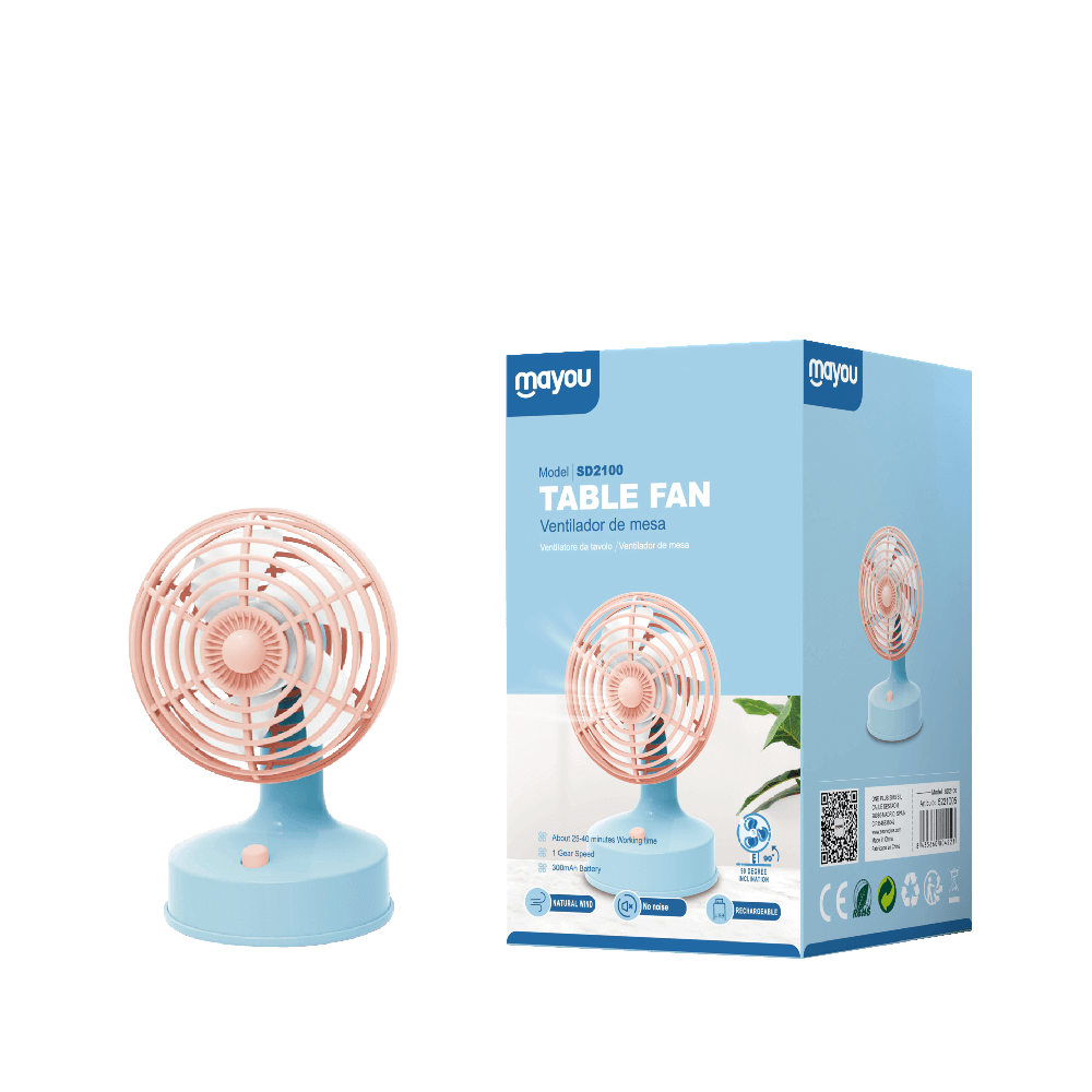 MAYOU ΑΝΕΜΙΣΤΗΡΑΣ ΕΠΙΤΡΑΠΕΖΙΟΣ ΕΠΑΝΑΦΟΡΤΙΖΟΜΕΝΟΣ 300mAh 5V/0.5A MICRO USB ΡΟΖ