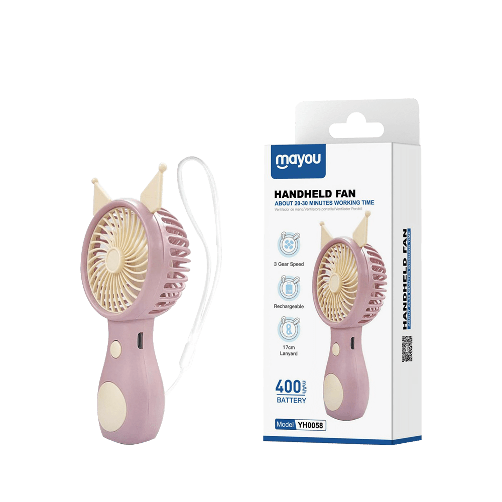 MAYOU ΑΝΕΜΙΣΤΗΡΑΣ ΧΕΙΡΟΣ ΕΠΑΝΑΦΟΡΤΙΖΟΜΕΝΟΣ 400mAh 5V/0.5A TYPE C ΡΟΖ