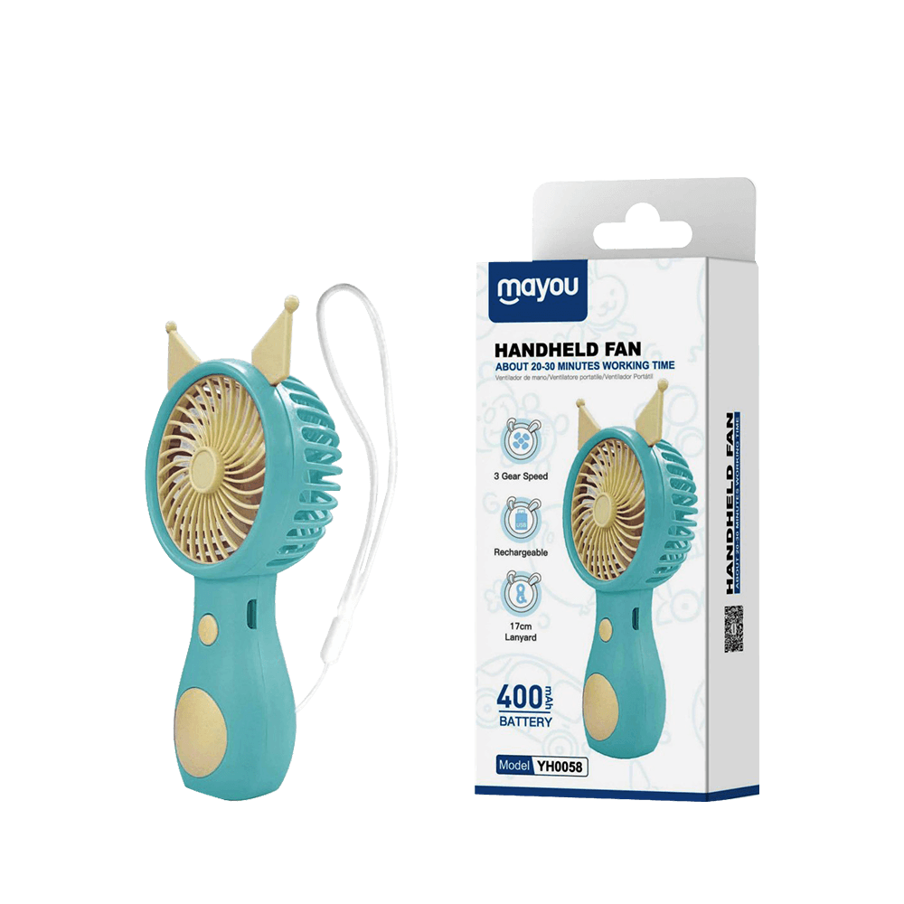 MAYOU ΑΝΕΜΙΣΤΗΡΑΣ ΧΕΙΡΟΣ ΕΠΑΝΑΦΟΡΤΙΖΟΜΕΝΟΣ 400mAh 5V/0.5A TYPE C ΓΑΛΑΖΙΟ