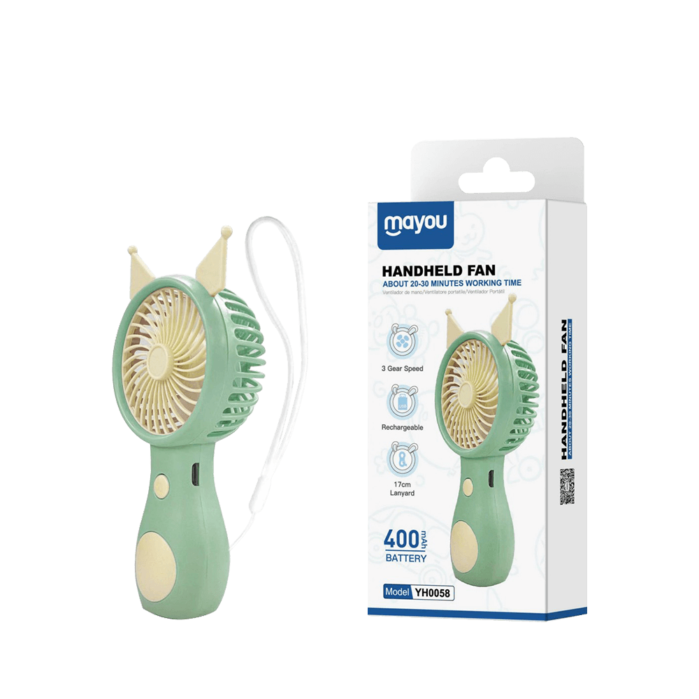 MAYOU ΑΝΕΜΙΣΤΗΡΑΣ ΧΕΙΡΟΣ ΕΠΑΝΑΦΟΡΤΙΖΟΜΕΝΟΣ 400mAh 5V/0.5A TYPE C ΠΡΑΣΙΝΟ