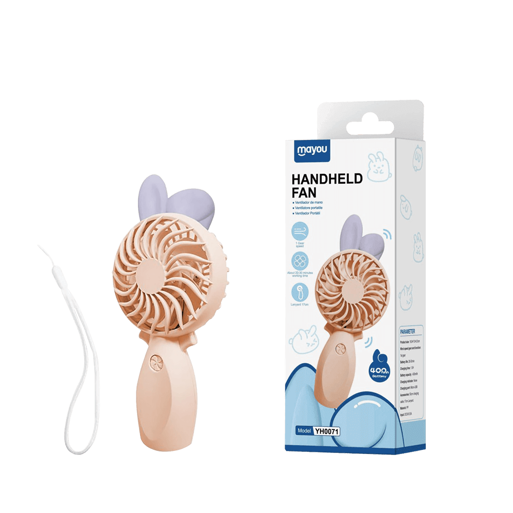 MAYOU ΑΝΕΜΙΣΤΗΡΑΣ ΧΕΙΡΟΣ ΕΠΑΝΑΦΟΡΤΙΖΟΜΕΝΟΣ 400mAh 5V/0.5A MICRO USB ΡΟΖ