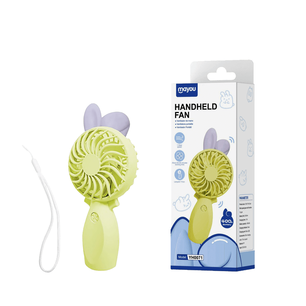 MAYOU ΑΝΕΜΙΣΤΗΡΑΣ ΧΕΙΡΟΣ ΕΠΑΝΑΦΟΡΤΙΖΟΜΕΝΟΣ 400mAh 5V/0.5A MICRO USB ΚΙΤΡΙΝΟ