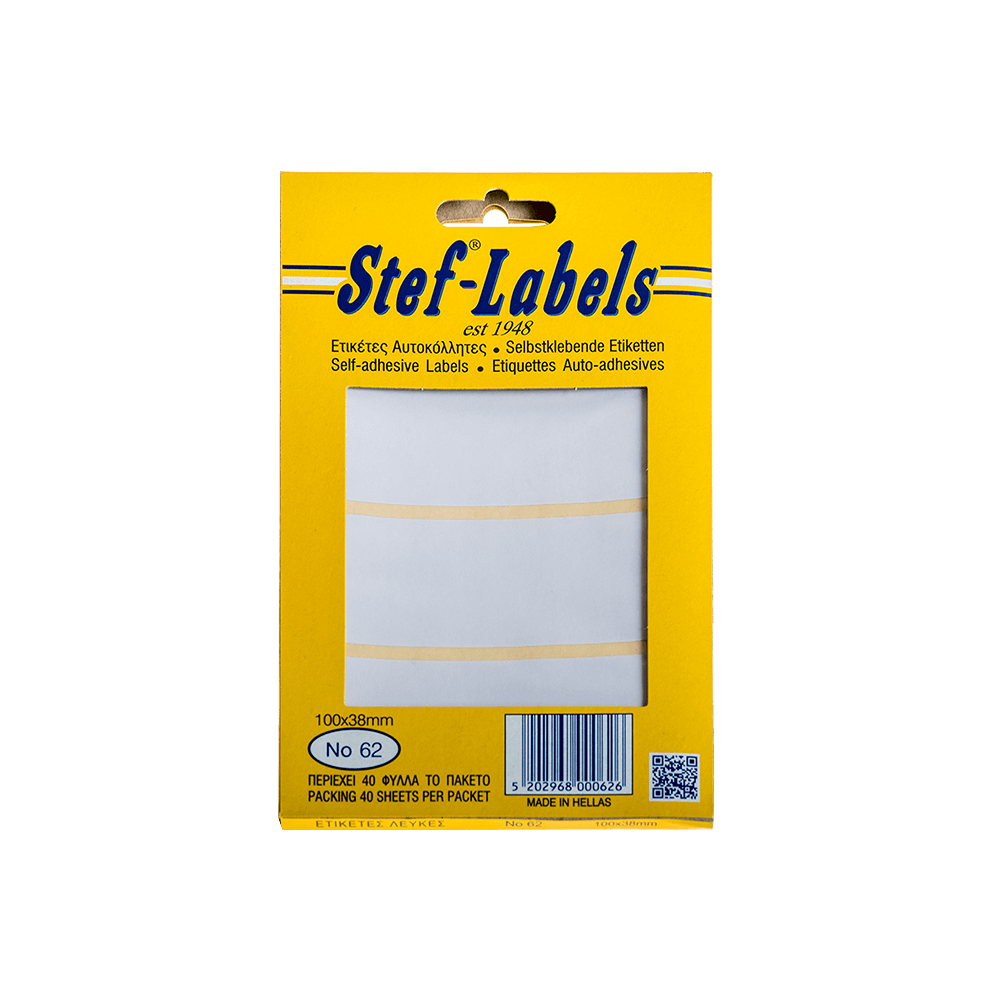 STEF ΕΤΙΚΕΤΕΣ ΑΥΤΟΚΟΛΛΗΤΕΣ 100x38mm 4/ΦΥΛΛΟ ΛΕΥΚΕΣ 40 ΦΥΛΛΑ