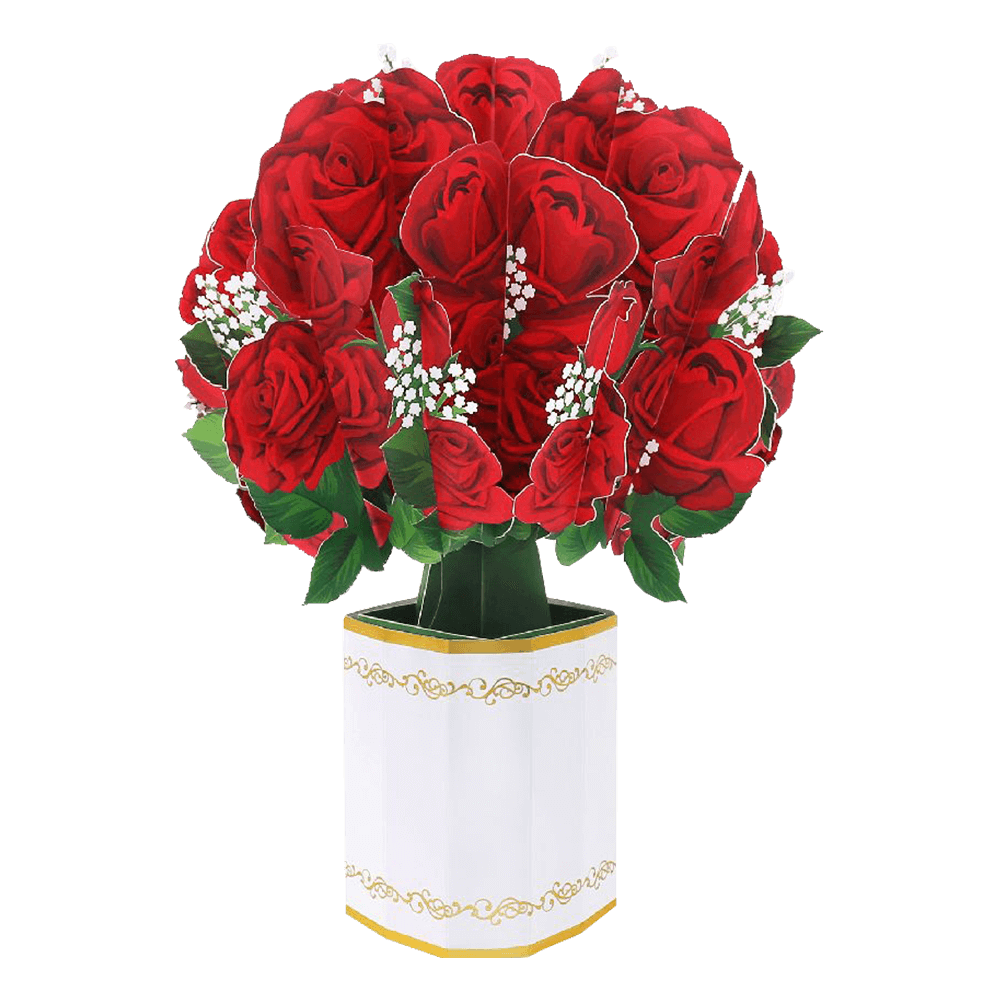 ORIGAMO ΚΑΡΤΑ ΕΥΧΕΤΗΡΙΑ FLOBOUQUET ΚΟΚΚΙΝΑ ΤΡΙΑΝΤΑΦΥΛΛΑ 27x26cm FLOREVER