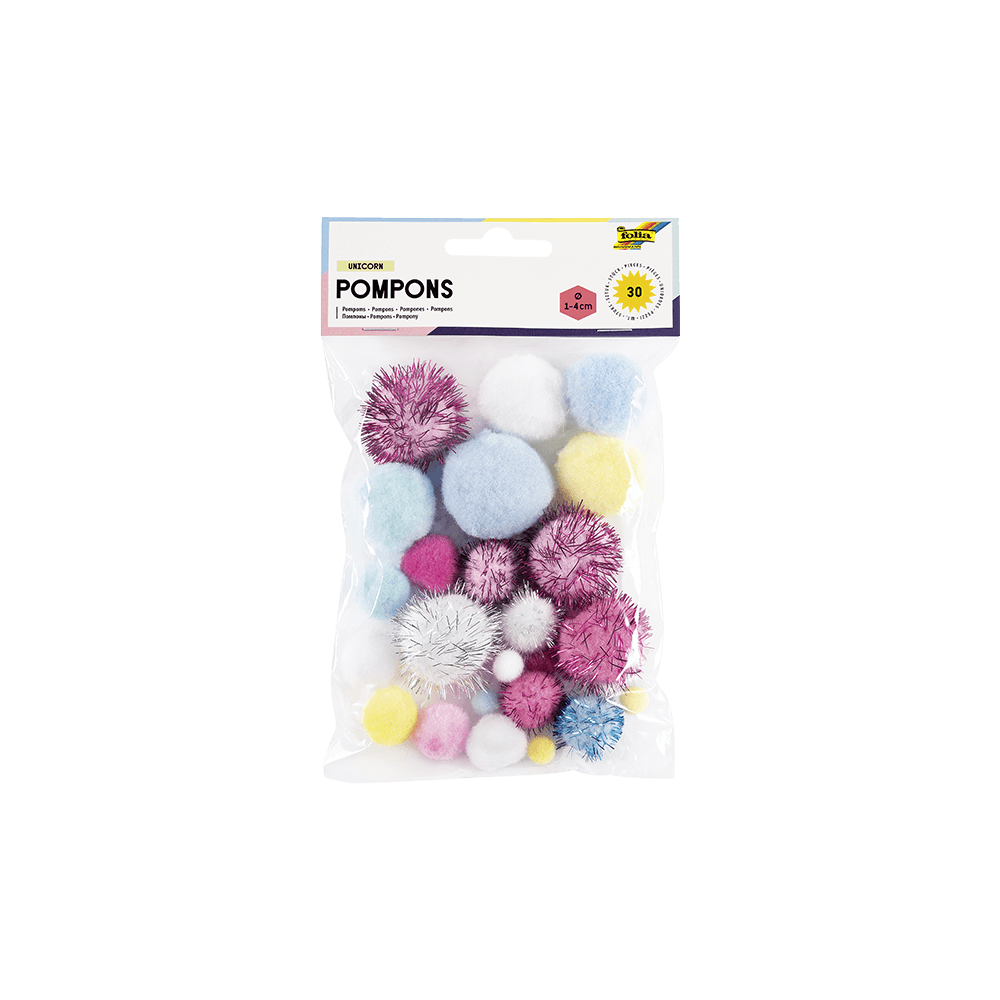 FOLIA ΠΟΜ ΠΟΜ ΣΕΤ 30 ΤΕΜΑΧΙΑ 1-4cm UNICORN