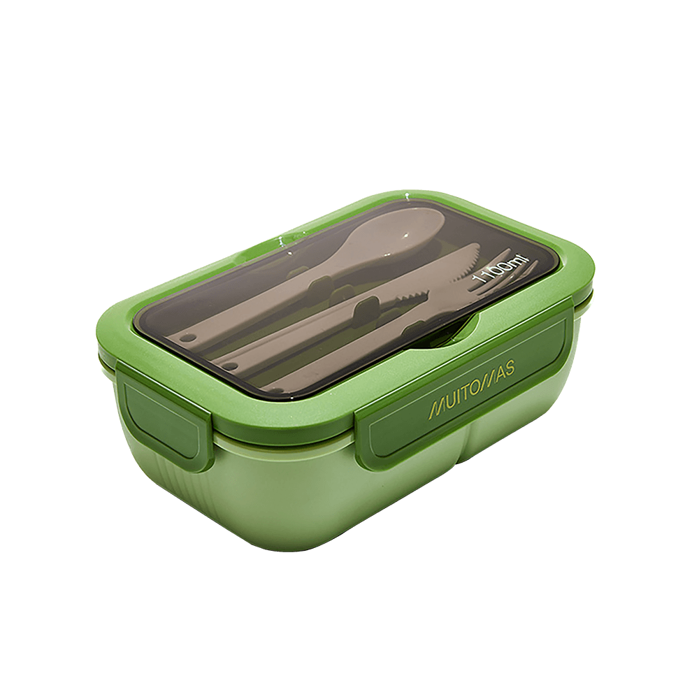 MUITOMAS ΦΑΓΗΤΟΔΟΧΕΙΟ ΜΕ ΜΑΧΑΙΡΟΠΙΡΟΥΝΑ ΠΛΑΣΤΙΚΟ 1100ml 21.5x14.5x8.5cm ΠΡΑΣΙΝ